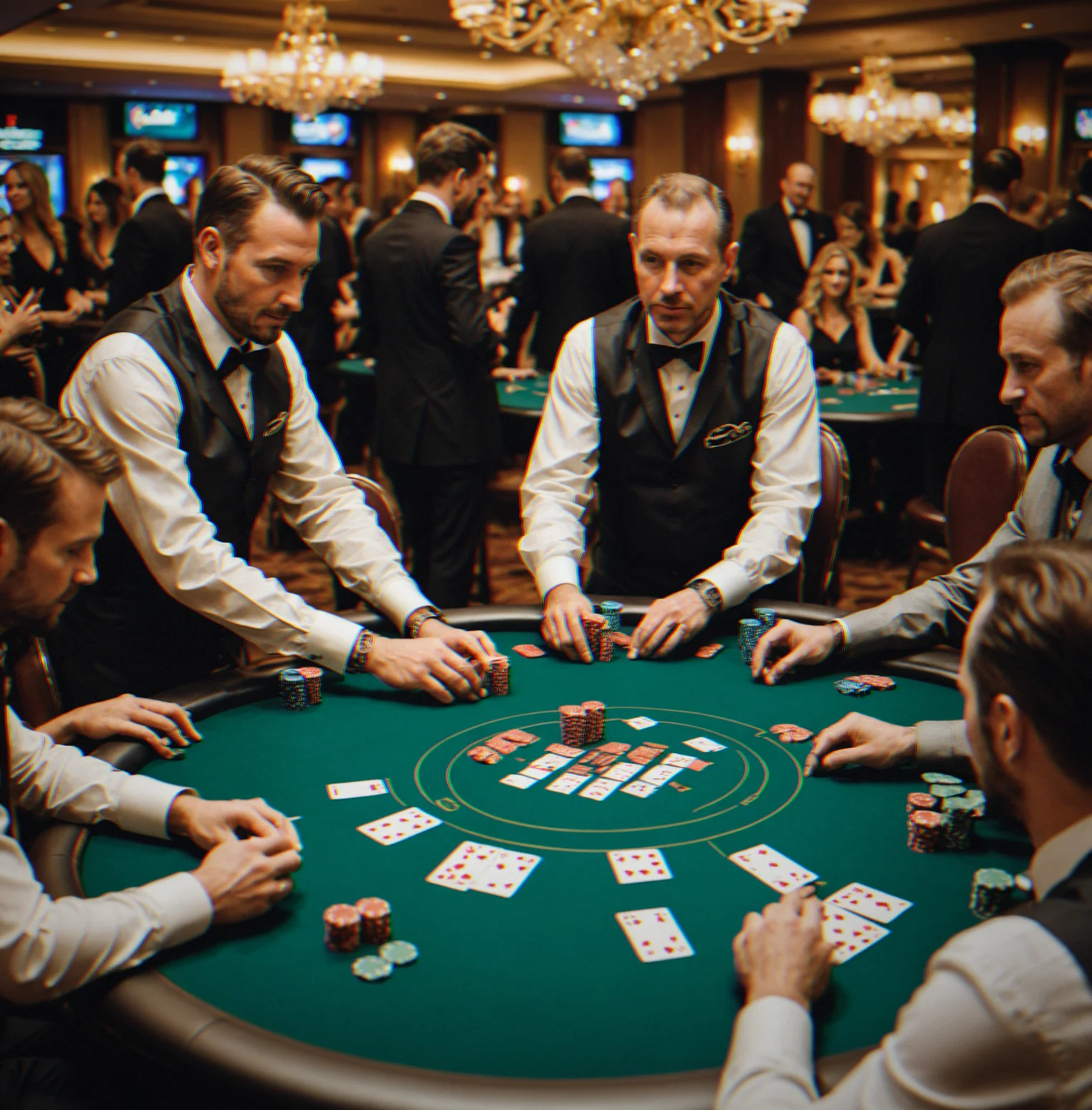 Event guests enjoying a poker game with professional setup and trained dealer