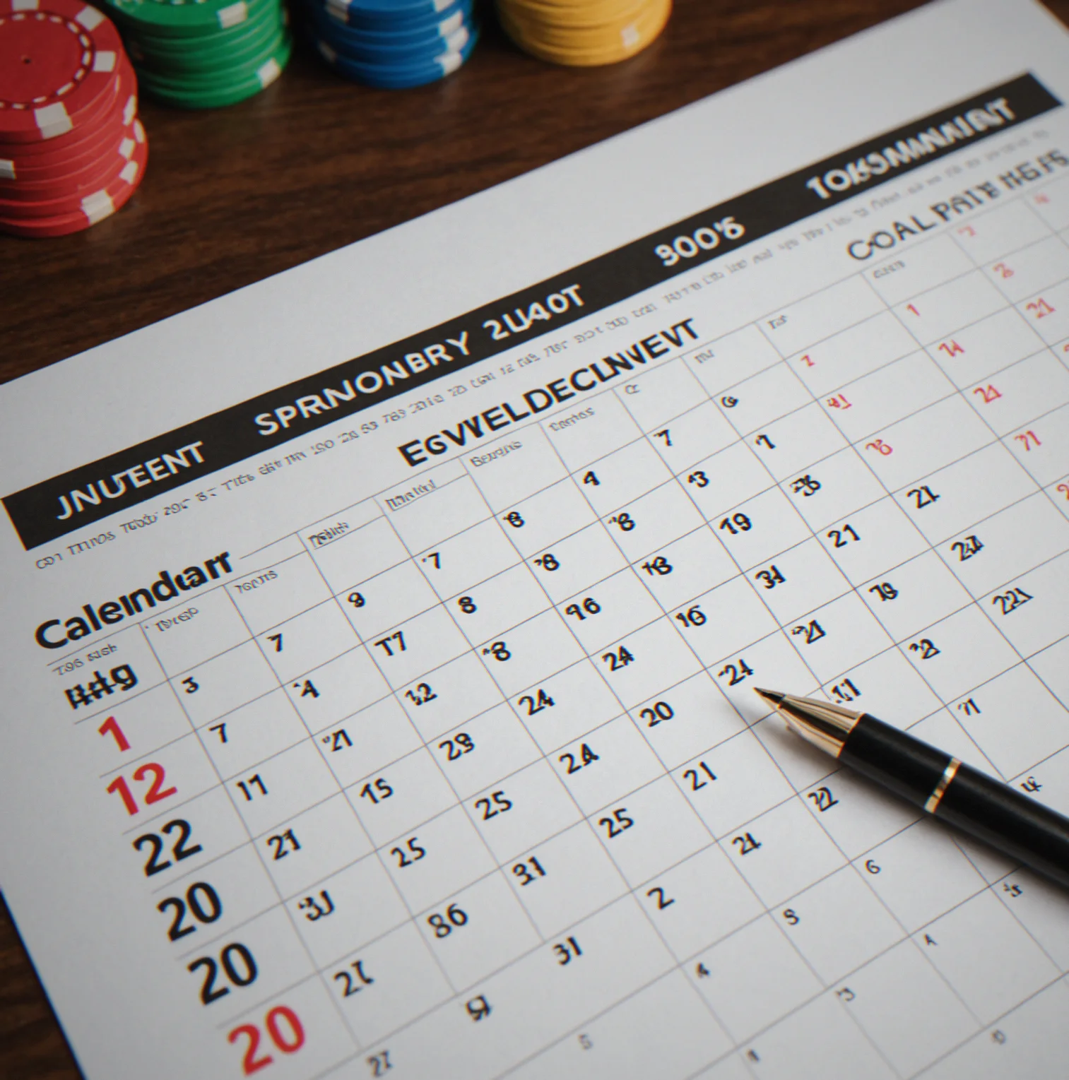 Calendar with event date marked confirmed and pre-event checklist document