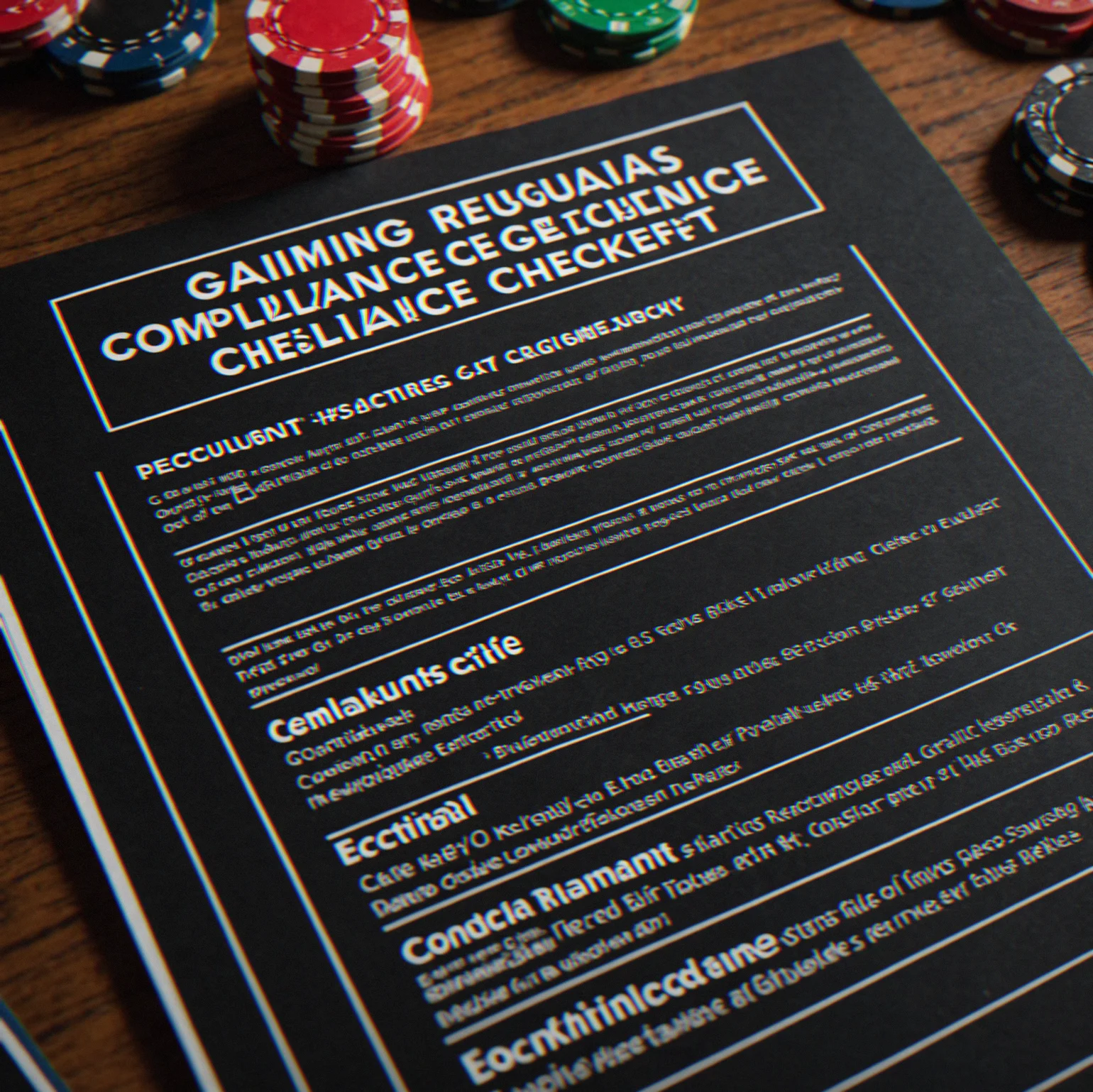 Document showing gaming regulations and compliance checklist for private events