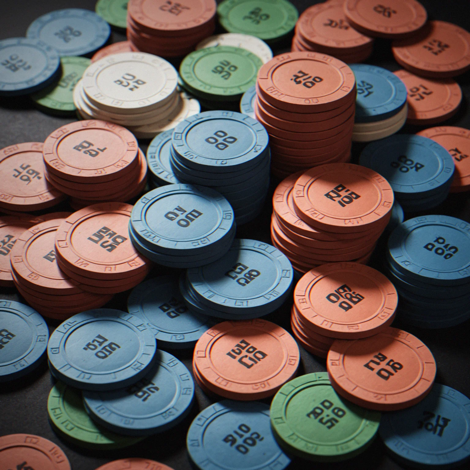 Stacked clay composite chips showing the weight and feel you get with proper denominations